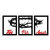 Trio Quadros Foi por Amor com Detalhes em Acrílico Vermelho Trio Quadros Foi por Amor com Detalhes em Acrílico Vermelho