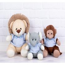 Trio safari provence leão g, macaco m, elefante p, para decoraçao