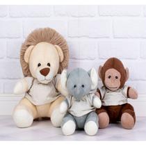 Trio safari provence leão g, macaco m, elefante p, para decoraçao