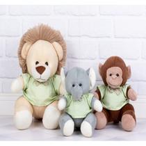 Trio safari provence leão g, macaco m, elefante p, para decoraçao