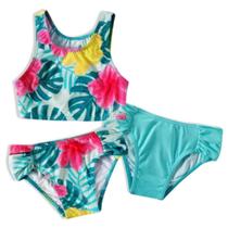 Trio Tip Top 1 Top e 2 Calcinhas Praia Toddler Floral Trio Tip Top 1 Top e 2 Calcinhas Praia Toddler Floral