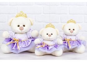 Trio ursa princesa petit com renda pelucia palha 15/18/22