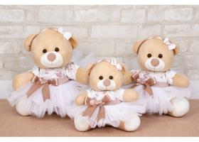Trio ursinha bailarina menor para nichos e decorações quarto infantil