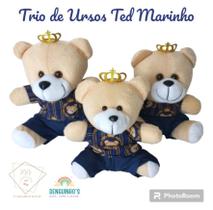 Trio Ursinhos De Pelúcia Para Nicho Decoração Bebê Quarto Festa - Ursinho Ted