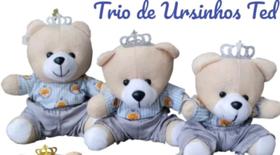 Trio Ursinhos De Pelúcia Para Nicho Príncipe Urso Ted - Girassol Enxoval