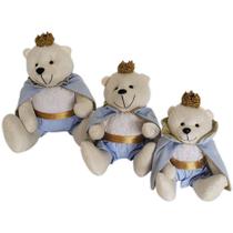 Trio Ursinhos Ursos Ursinhas de Pelúcia Nichos Decoração Quarto de Bebê Príncipe Princesa - Milori Baby