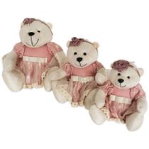 Trio Ursinhos Ursos Ursinhas de Pelúcia Nichos Decoração Quarto de Bebê Príncipe Princesa
