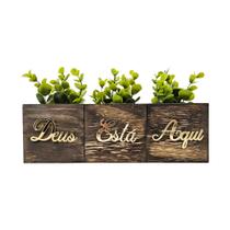 Trio Vasinho Decorativo Deus Está Aqui - Acrílico Espelhado Dourado - Decoração Luxo