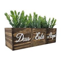 Trio Vasinho Decorativo Deus Está Aqui Acrílico Prata Enfeite Luxo Decoração Sala Escritório