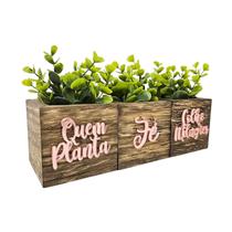 Trio Vasinho Decorativo Quem Planta Fé, Colhe Milagres Acrílico Espelhado Rosê
