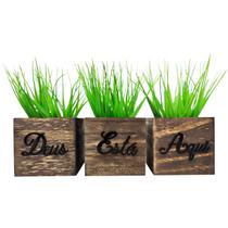 Trio Vasinhos Decorativos - Deus Está Aqui Preto - Enfeite para Sala Trio Vasinhos Decorativos - Deus Está Aqui Preto - Enfeite para Sala