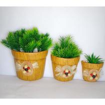 Trio Vaso De Parede Cerâmica Decoração