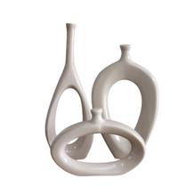 Trio Vaso Garrafa Ceramica vazado Decoração Enfeite Casa Sala Rack