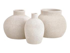 Trio Vasos Decorativos Em Poliresina Plantas Flores Arranjos Enfeites Mesa Moderno Rústico Off White