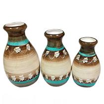 Trio Vasos Egípcios em Cerâmica de Aparador Decor - Turquesa