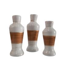 Trio Vasos Garrafa Decoração Cerâmica