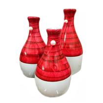 Trio Vasos Garrafas em Cerâmica de Sala Decor - Red White