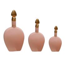 Trio Vasos Moruna em Cerâmica Fosca Decorativa de Sala - Rose Gold - Retrofenna Decor