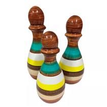 Trio Vasos Pinos de Boliche em Cerâmica de Sala Decor - Color