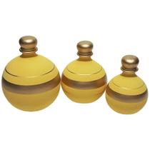 Trio Vasos Shalom Em Cerâmica De Sala Decorativos Gold