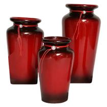Trio Vasos Urnas Gregas em Cerâmica Decor de Sala - Red Black