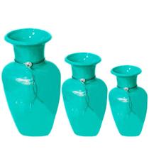 Trio Vasos Urnas Jad Em Cerâmica De Aparador Tiffany