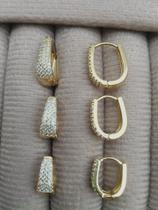 Trio zirconia antialérgico folheado em strass Trio zirconia antialérgico folheado em strass