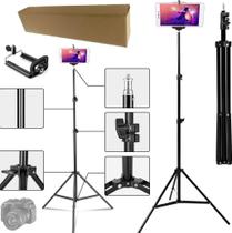 Tripé 2,10m Profissional Câmera Celular Telescópico Pedestal Robusto Para Iluminador Ring Light Suporte Vlog Foto Vídeo - Leffa Shop