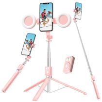 Tripé Bastão de Selfie Mouzakon 30-170cm Rosa Bluetooth