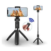 Tripé Bastão de Selfie para Smartphone Celular Bluetooth com Controle Disparador Apoio de Mesa Preto