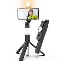 Tripé Celular Bastão de Selfie com inclinação/rotação e Controle Remoto 60 centimetros COM LED - Iunit