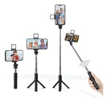 Tripé Celular Grande 1.70M Regulável Alumínio Preto Com Led