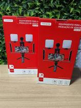 Tripe de celular com suporte e led com microfone tomate mtg-3333