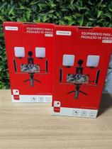 Tripe de celular com suporte e led com microfone tomate mtg-3333