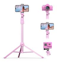 Tripé de telefone e bastão de selfie UbeeSize 67 com controle remoto rosa Tripé de telefone e bastão de selfie UbeeSize 67 com controle remoto rosa