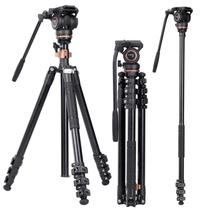 Tripé de vídeo Cayer AF2451 com cabeça de fluido de 13,2 libras de carga útil