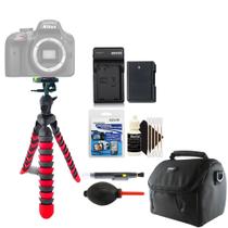 Tripé flexível, bateria e kit de limpeza para Nikon D3100 D3200