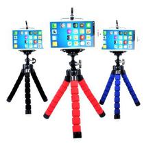 Tripé Flexível Giratório Mini Emborrachado para Suporte Celular, Câmara + Suporte Ajustável Para Celular