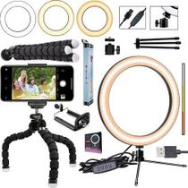 Tripé Flexível Iluminador Ring Light Anel Led Celular Universal Foto Selfie Vídeo Make Youtuber Blogueira