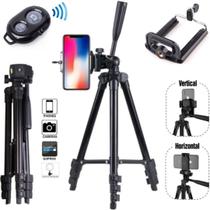 Tripé Fotográfico 1,20m Suporte Câmera Celular + Controle Bluetooth Vídeos Filmagem Youtuber Blogueira
