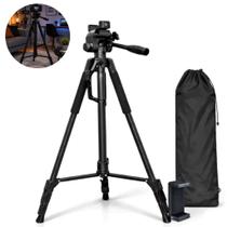 Tripé Profissional 180cm Suporte 2,5kg Nível Bolha e Bolsa Transporte para Celular e Câmera Canon Nikon Sony