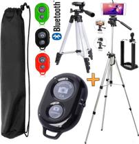 Tripé Profissional Para Câmera Suporte Celular Pedestal Ajustável Universal Controle Bluetooth Foto Vídeo Selfie Makeup