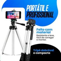 Tripé Profissional para Smartphone e Câmeras Fotográficas Alumínio 1 Metro Suporte Kit Universal Tripé Profissional para Smartphone e Câmeras Fotográficas Alumínio 1 Metro Suporte Kit Universal