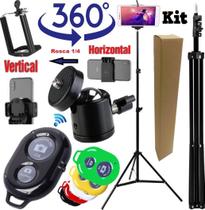 Tripé Profissional Pedestal Para Câmera Celular Vertical Horizontal Selfie Makeup Foto Vídeo Controle Bluetooth Youtuber