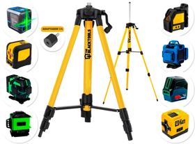 Tripé Profissional Universal BTR120A Suporte 1,20m para Nível Laser Câmera e Celular Dobrável