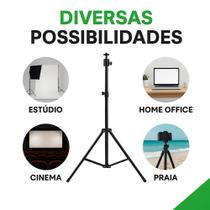 Tripé Retrátil Suporte Pedestal Profissional Universal 2,18m Celular Camera Foto Vídeo