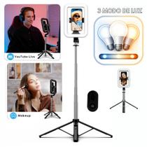 Tripé Ring Light Metros Controle Bluetooth e Suporte Celular