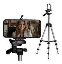Tripé Universal 1,02 Metros Alumínio Prata para Celular Smartphone e Câmeras DSLR com Adaptador Top