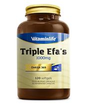 Triple Efas 1000mg Ômega 3, 6 e 9 VitaminLife 120 Cápsulas