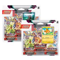 Triple Pack Pokémon Escarlate e Violeta Obsidiana em Chamas Pawmi e Wooper de Paldea